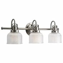 A Touch Of Design Brushed Nickel 3-Light Bathroom Vanity Light With Textured Glass