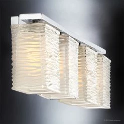 Urban Ambiance Luxury Modern Chrome Ribbed Glass Bathroom Light, UQL2725, San Diego Collection -home bar shop 34d1de4d0f0f840a 2619 w800 h800 b0 p0