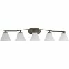 Progress Lighting Bravo Collection 5-Light Antique Bronze Etched Glass Modern Bath Vanity Light