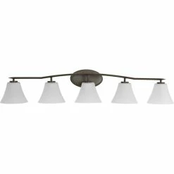 Progress Lighting Bravo Collection 5-Light Antique Bronze Etched Glass Modern Bath Vanity Light