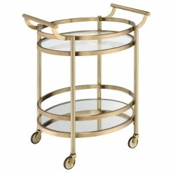 Acme Furniture Acme Lakelyn Serving Cart, Clear Glass And Gold
