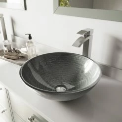 VIGO Simply Silver Glass Vessel Sink And Duris Faucet -home bar shop 3641f4cd0e9ed989 2982 w800 h800 b0 p0