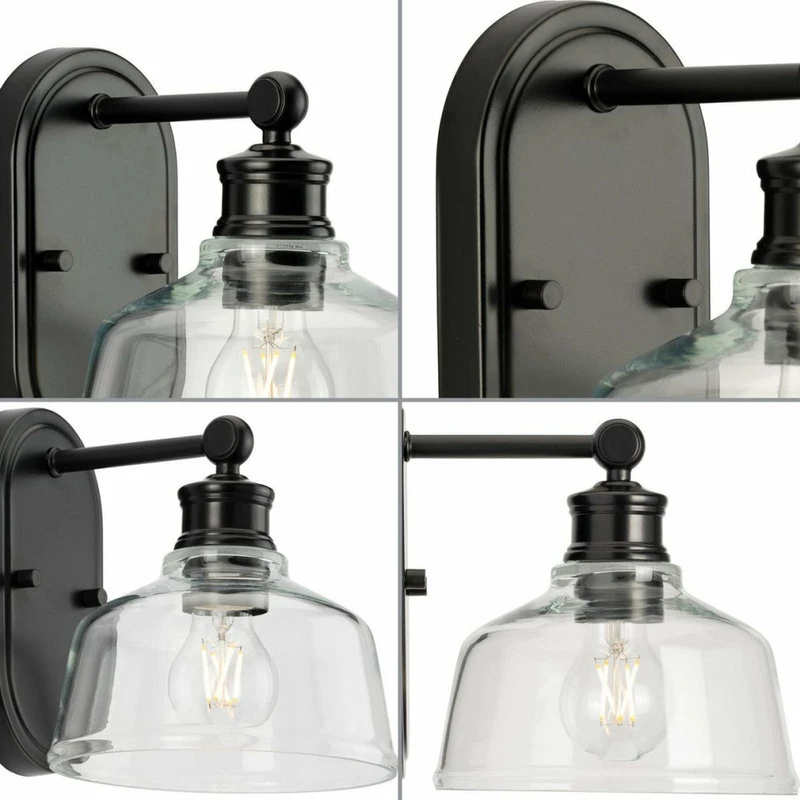 Progress Lighting Singleton 1-Light 7.62" Matte Black Farmhouse Vanity Light, Clear Glass Shade 5 Progress Lighting Singleton 1-Light 7.62" Matte Black Farmhouse Vanity Light, Clear Glass Shade - Image 5