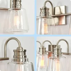 Kira Home Carmine 23" Bathroom / Light, Glass Conic Shades, Brushed Nickel -home bar shop 36b123d402ea278c 8434 w800 h800 b0 p0