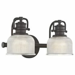 Destination Lighting Prismatic Glass 2-Light Bathroom Light In Bronze Finish