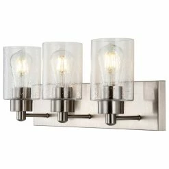 JONATHAN Y Irving Seeded Glass/Iron Modern Contemporary LED Vanity Light, 3-Light