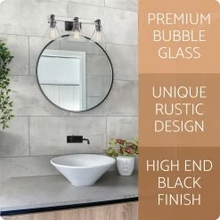 Kira Home Anza 25" Farmhouse / Bathroom Light, Conic Seeded Glass Shades, White -home bar shop 3871c16902317fdc 8461 w800 h800 b0 p0