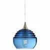 Bicycle Glass Co. Lucent Pendant No. 302a, Blue Glass Shade, Brushed Nickel Hardware