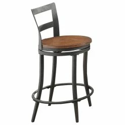 HEFX Furniture 7-Piece Sena Metal Dining Glass Counter Height Table, 6 Swivel Chair Cherry -home bar shop 39112daf0b76405a 6379 w800 h800 b1 p0