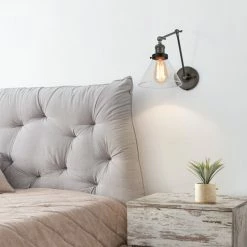 LALUZ Industrial Plug-in Swing Arm Wall Lamp Adjustable Wall Sconces Clear Glass -home bar shop 3971df8a02f49f22 0872 w800 h800 b0 p0