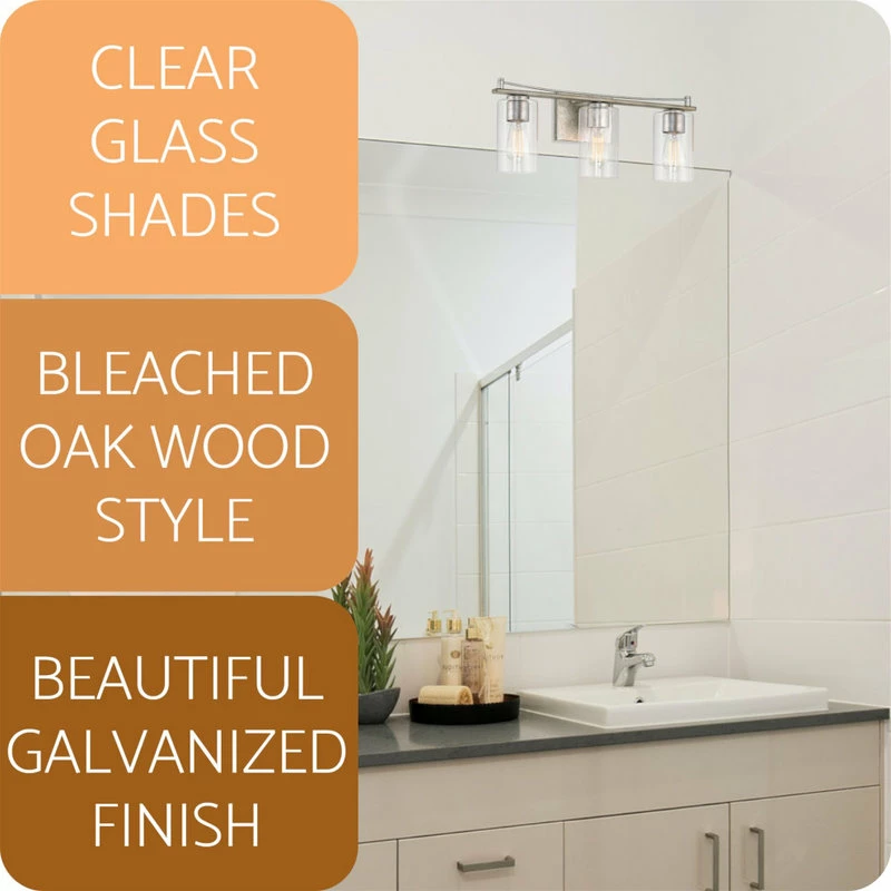 Kira Home Armstrong 22.5" Farmhouse / Bathroom Light, Cylinder Glass Shades 4 Kira Home Armstrong 22.5" Farmhouse / Bathroom Light, Cylinder Glass Shades - Image 4