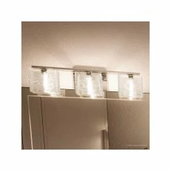 Urban Ambiance Luxury Modern Chrome Ribbed Glass Bathroom Light, UQL2723, San Diego Collection