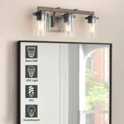 LNC Lighting LNC 3-Light Farmhouse Garyish Brown Cylinder Glass Bathroom Vanity Light -home bar shop 3a41e1a5032309ac 3142 w800 h800 b0 p0