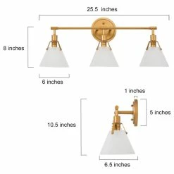 LALUZ 3-Light Antique Brushed Gold Modern Vanity Light With Frosted Glass Shade -home bar shop 3a818494008a1c04 5941 w800 h800 b1 p0