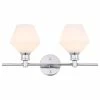 Elegant Furniture & Lighting Living District Gene 2-Light Metal Wall Sconce In Chrome And Frosted White Glass