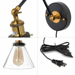 LALUZ Modern Glass Adjustable Wall Sconce Lighting, Black/Bronze -home bar shop 3b513bd502f49e8e 0738 w800 h800 b1 p0