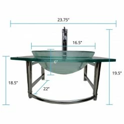 Renovators Supply Manufacturing Round Glass Wall Mount Console Sink 23 3/4" With Faucet, Drain And Towel Bar -home bar shop 3bc123c00bd75098 0300 w800 h800 b1 p0