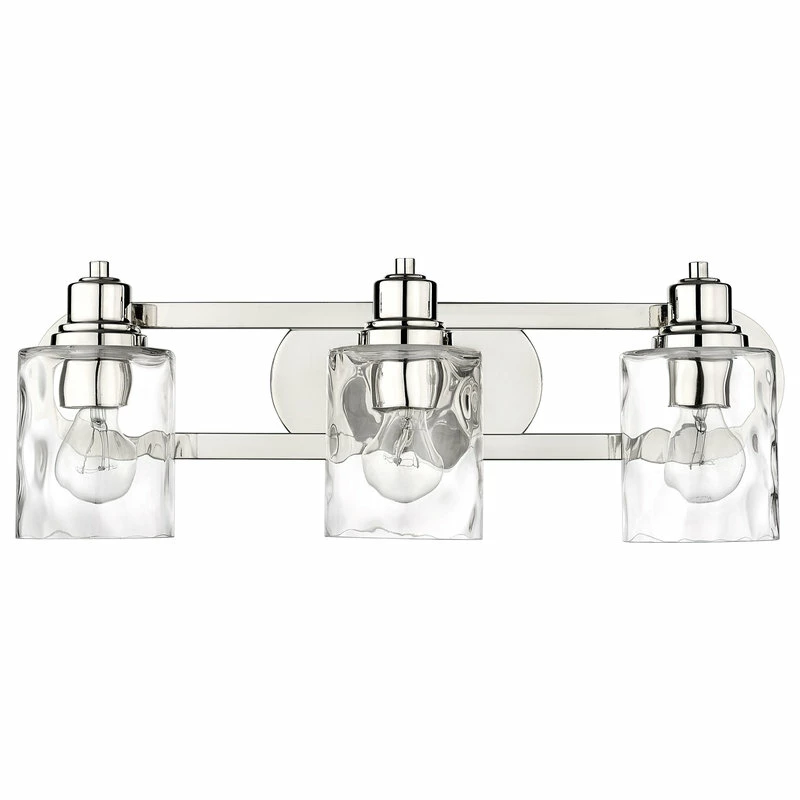Acclaim Lighting Lumley Polished Nickel 3-Light Bath Vanity With Clear Optic Glass 1 Acclaim Lighting Lumley Polished Nickel 3-Light Bath Vanity With Clear Optic Glass
