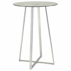 Coaster Home Furnishings Coaster 30" Round Glass Top Pub Table In Chrome