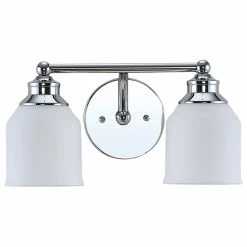 JONATHAN Y Lydia Iron/Frosted Glass Farmhouse Cottage LED Vanity, 2-Light -home bar shop 3c517b430f61462f 8291 w800 h800 b1 p0