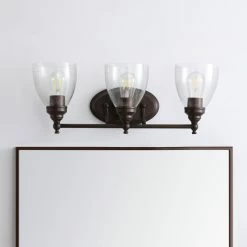 JONATHAN Y Marais Metal/Glass LED Vanity Light, Oil Rubbed Bronze, Width: 22.25" -home bar shop 3c916521037e662c 8555 w800 h800 b0 p0
