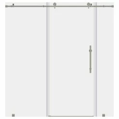 LessCare Glass Shower Door, Brushed Nickel, 68-72"x76