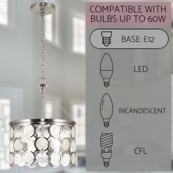 Kira Home Estelle 18" Chic Crystal Pendant Chandelier, Wavy Glass, Capiz Shell -home bar shop 3ca129d300df74cb 3396 w800 h800 b0 p0