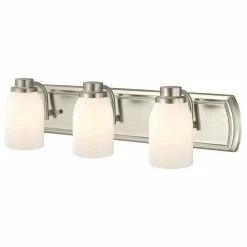 Destination Lighting 3-Light Bathroom Light In Satin Nickel With Glossy Opal Glass