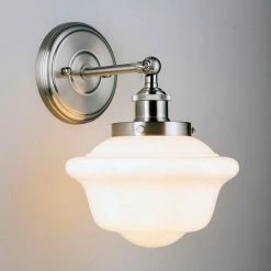 Linea Di Liara Lavagna 1 Light Schoolhouse Wall Sconce With Milk Glass, Brushed Nickel -home bar shop 3d71ea6b0a0c931c 3533 w800 h800 b0 p0
