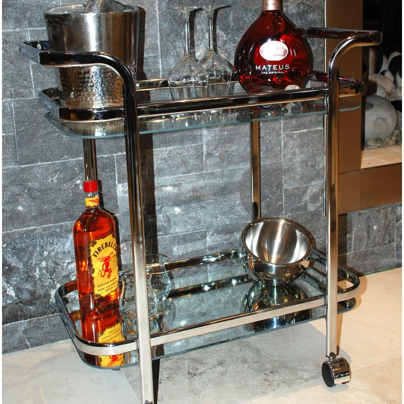 WHI Metal And Glass 2-Tier Trolley, Chrome 3 WHI Metal And Glass 2-Tier Trolley, Chrome - Image 3