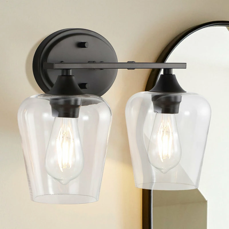 JONATHAN Y Jayne 1-Light Iron/Glass Cottage LED Vanity Light, Oil Bronze, Width: 15.75" 3 JONATHAN Y Jayne 1-Light Iron/Glass Cottage LED Vanity Light, Oil Bronze, Width: 15.75" - Image 3