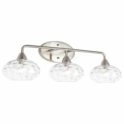 Kira Home Marina 26" Bathroom Light, Hammered Glass Shades, Brushed Nickel