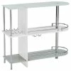 Pilaster Designs Roland Modern Pub Bistro Bar Table With Tempered Glass Shelves, White