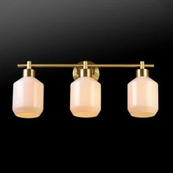 Globe Electric Cannes 3-Light Matte Brass Vanity Light With Opal Glass Shades -home bar shop 3fc124b202bb56a3 0540 w800 h800 b0 p0