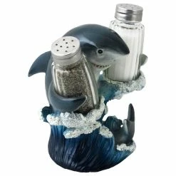DWK Corp. Great White Shark On Waves Glass Salt And Pepper Shaker, 3-Piece Set -home bar shop 4131bf29082c23c9 7766 w800 h800 b1 p0