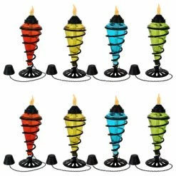 Sunnydaze Decor Sunnydaze Glass Outdoor Tabletop Torches, Fiberglass Wicks, Set Of 8, Multi