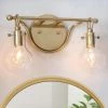 LALUZ 2-Light Matte Gold Modern Vanity Bathroom Vanity Light With Clear Glass