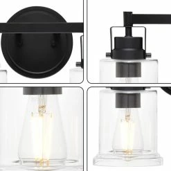 Decor Love Modern Farmhouse Vanity Lighting, Matte Black Frame With 5 Classic Glass Shade -home bar shop 418176bb01c06c62 1932 w800 h800 b0 p0