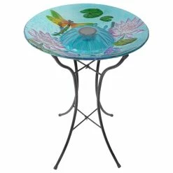 Versanora Solar Bird Bath Outdoor Garden Fusion Glass