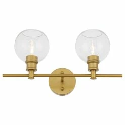 Elegant Furniture & Lighting Brass Finish And Clear Glass 2-Light Wall Sconce, Brass, Clear -home bar shop 41b1fac20c705583 0798 w800 h800 b1 p0