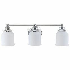 JONATHAN Y Lydia Iron/Frosted Glass Farmhouse Cottage LED Vanity, 3-Light -home bar shop 4241a7540f6146a1 8309 w800 h800 b1 p0