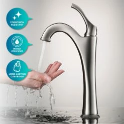 Kraus USA, Inc. Glass Vessel Sink, Arlo Bathroom Faucet, Drain, Ring, Spot Free Stainless Steel -home bar shop 42a16b5903518c73 9016 w800 h800 b0 p0