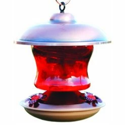 Woodlink Copper Color Hummingbird Feeder Ruby Glass