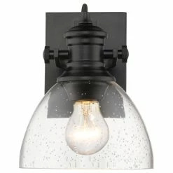 Golden Lighting Hines 1-Light Bath Vanity, Black, Seeded Glass