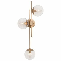 LNC Lighting LNC 3-Light Up/Down Modern Matte Gold Globe Clear Glass Wall Lighting