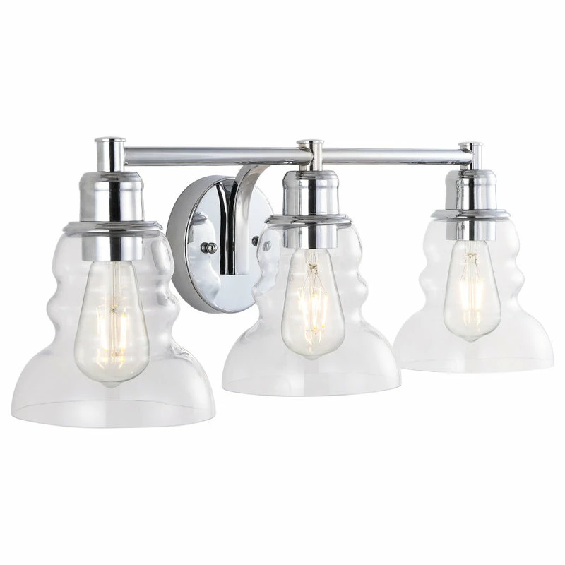 JONATHAN Y Manhattan Vintage Metal/Glass Industrial LED Vanity, Chrome, 3-Light 1 JONATHAN Y Manhattan Vintage Metal/Glass Industrial LED Vanity, Chrome, 3-Light