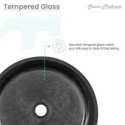 Swiss Madison Avallon 16.5" Round Glass Vessel Sink, Black -home bar shop 443190f101b0d558 7313 w800 h800 b0 p0