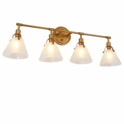 LNC Lighting LNC Modern 4-Light Distressed Gold Bathroom Vanity Light With Glass