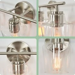 Kira Home Serena 23" Chic / Bathroom Light, Wine Glass Shades, Brushed Nickel -home bar shop 45119b5a034927cf 8436 w800 h800 b0 p0