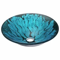 SpaWorld Corp ANZZI Telina Deco-Glass Vessel Sink, Lustrous Blue And Black